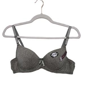 Sofra Full Coverage Solid Cotton Blend Bra in Heather Green - NWT